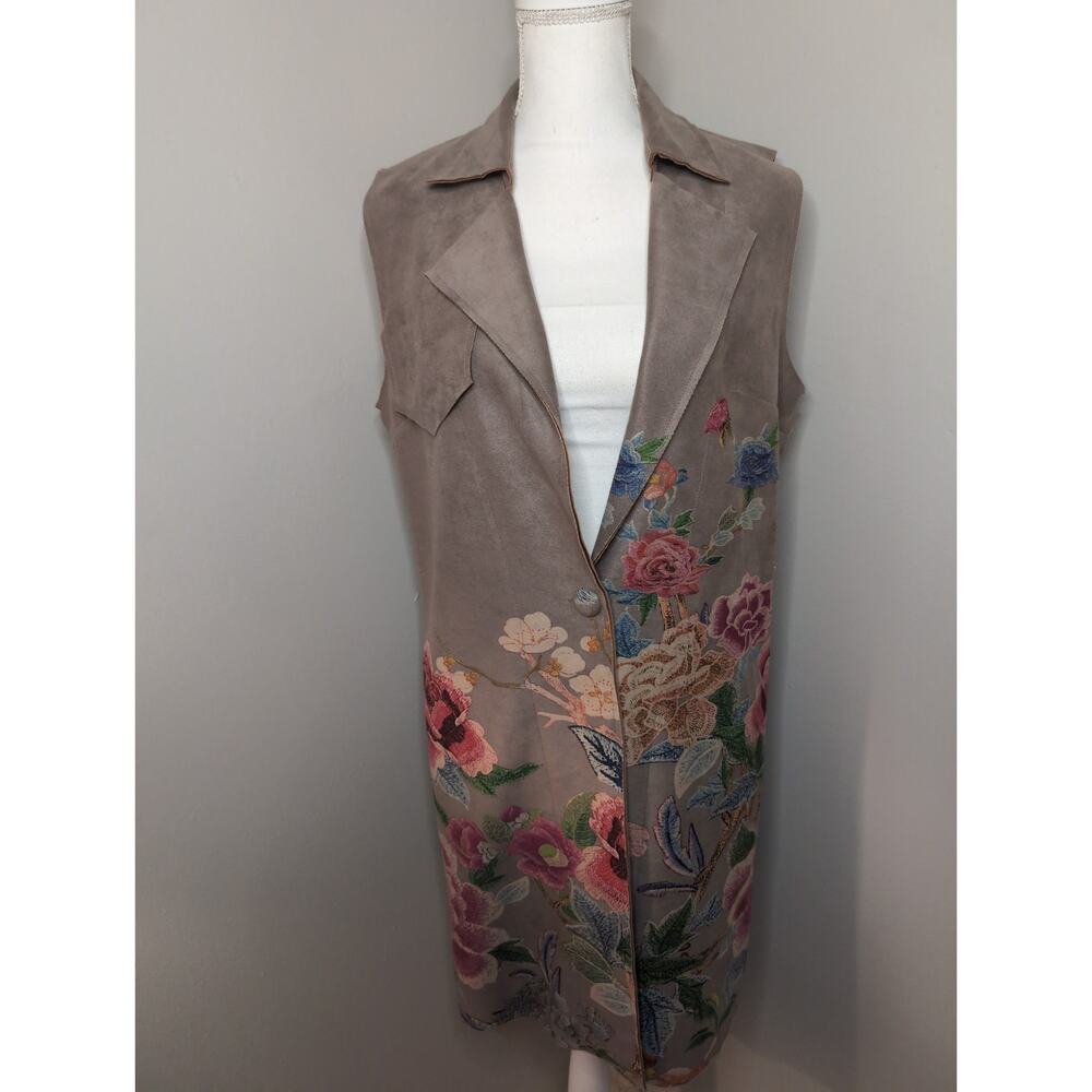 Anthropologie Solitaire floral boho LG sleeveless vest